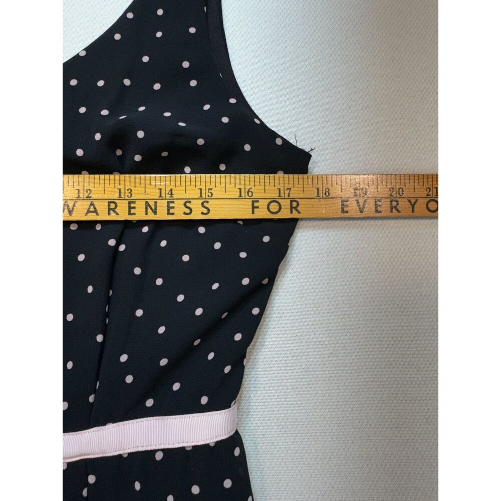 Emergency Exit Womens A-Line Dress Size 7 Black Polka Dot Sleeveless Tie Waist - Picture 4 of 9
